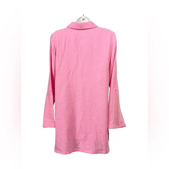 Nicole Miller, New York Pink Cotton Shirt, Size M - Picture 7 of 9